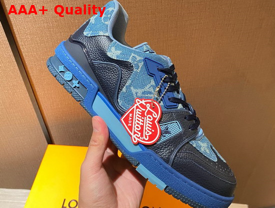 LV Trainer Sneaker Blue Monogram Denim 1A9IQ7 Replica