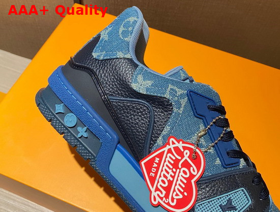 LV Trainer Sneaker Blue Monogram Denim 1A9IQ7 Replica