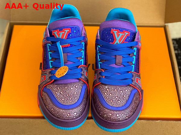 LV Trainer Sneaker Blue Strass 1A9JWH Replica