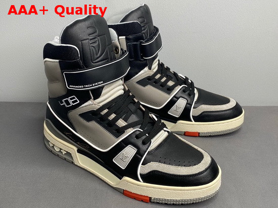 LV Trainer Sneaker Boot in Black and Grey Calf Leather 1A7RUY Replica