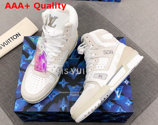 LV Trainer Sneaker Boot in White Calf Leather 1A7P25 Replica