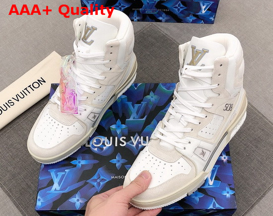 LV Trainer Sneaker Boot in White Calf Leather 1A7P25 Replica