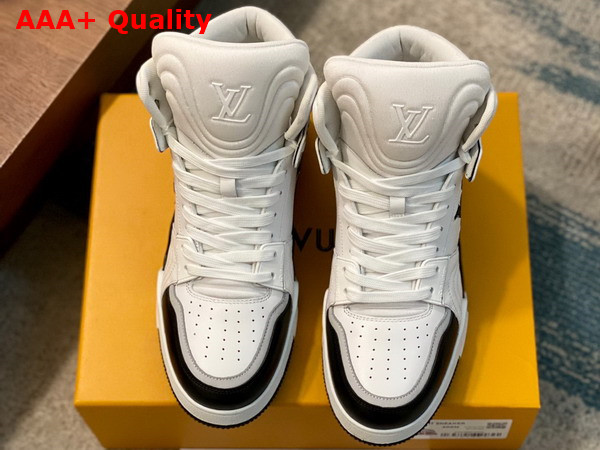 LV Trainer Sneaker Boot in White and Black Calf Leather Replica