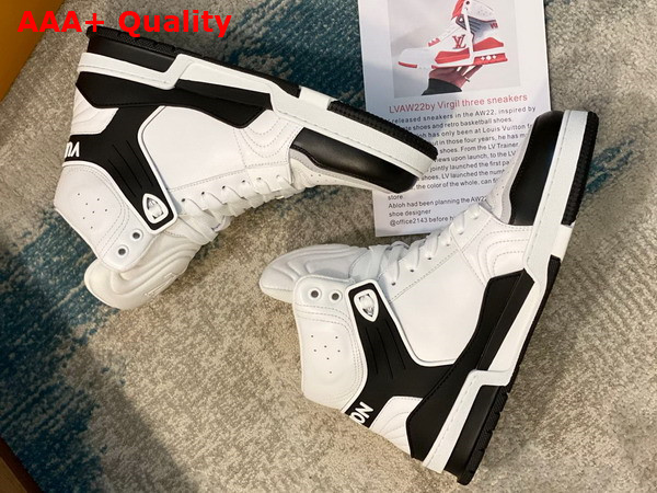 LV Trainer Sneaker Boot in White and Black Calf Leather Replica