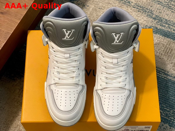 LV Trainer Sneaker Boot in White and Grey Calf Leather Replica