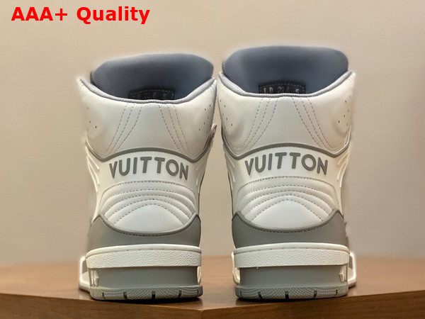 LV Trainer Sneaker Boot in White and Grey Calf Leather Replica