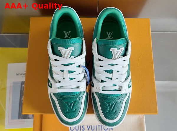 LV Trainer Sneaker Borneo Green Grained Calf Leather 1ADHRI Replica