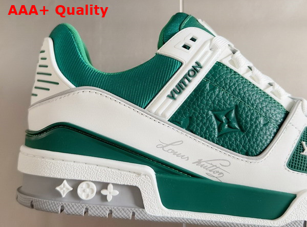 LV Trainer Sneaker Borneo Green Grained Calf Leather 1ADHRI Replica