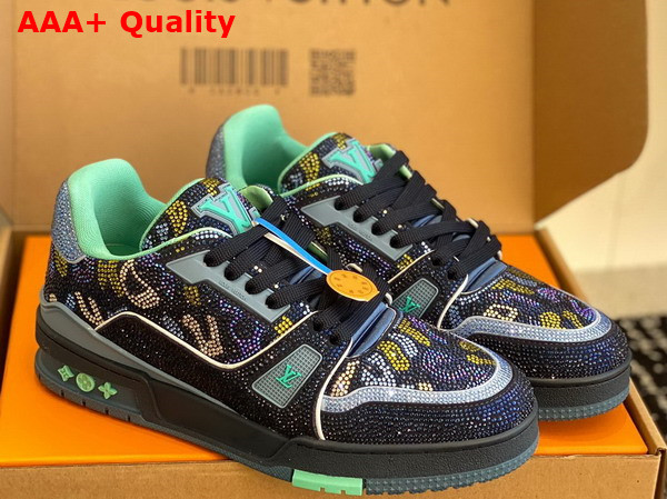 LV Trainer Sneaker Camouflage Pattern Strass Replica