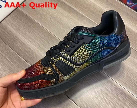 LV Trainer Sneaker Covered with Multi Colored strass 1A5YLO Replica