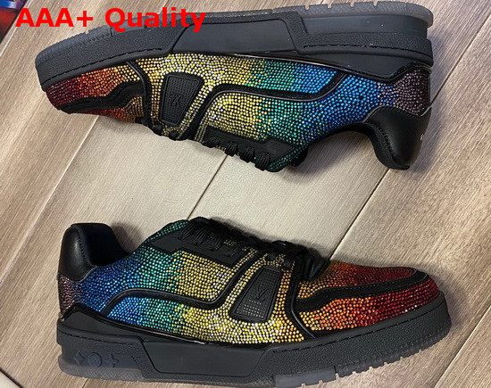 LV Trainer Sneaker Covered with Multi Colored strass 1A5YLO Replica