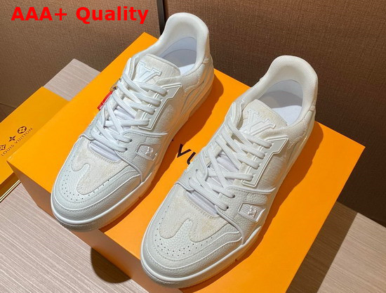 LV Trainer Sneaker Cream Monogram Denim Replica