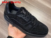 LV Trainer Sneaker Encrusted with Shimmering Black Crystals 1A815L Replica