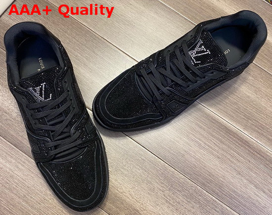 LV Trainer Sneaker Encrusted with Shimmering Black Crystals 1A815L Replica