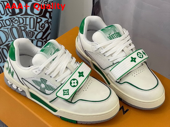 LV Trainer Sneaker Green Calf Leather Velcro Strap 1A98VB Replica