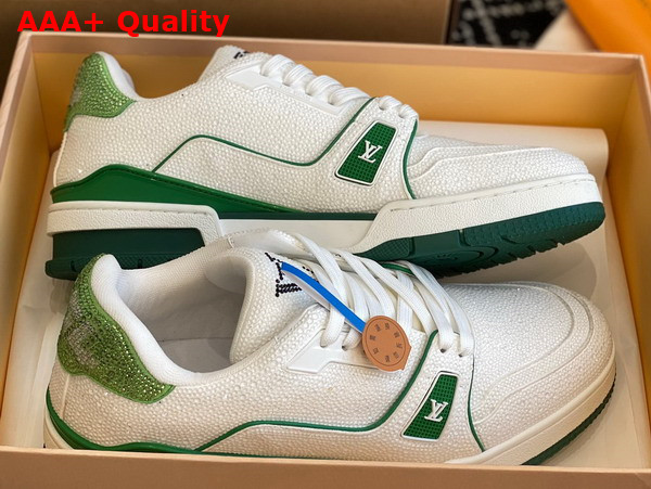 LV Trainer Sneaker Green Strass 1AARLG Replica