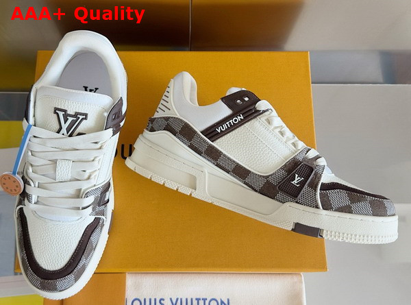 LV Trainer Sneaker Moka Brown Damier Denim and Calf Leather 1ACPRF Replica