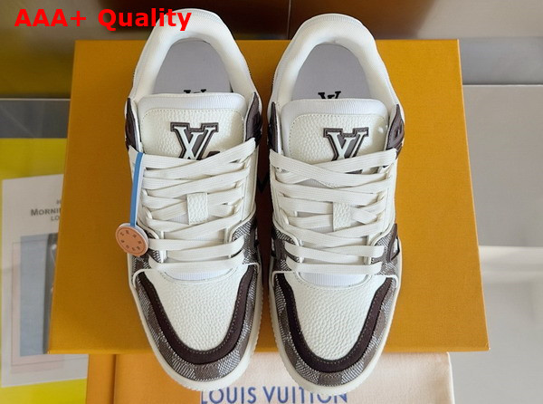 LV Trainer Sneaker Moka Brown Damier Denim and Calf Leather 1ACPRF Replica