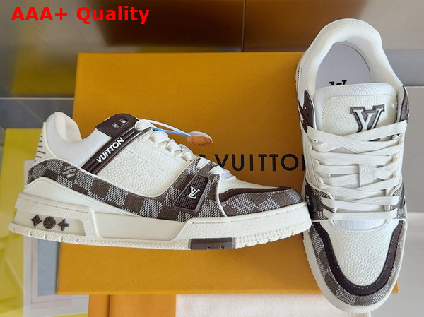 LV Trainer Sneaker Moka Brown Damier Denim and Calf Leather 1ACPRF Replica