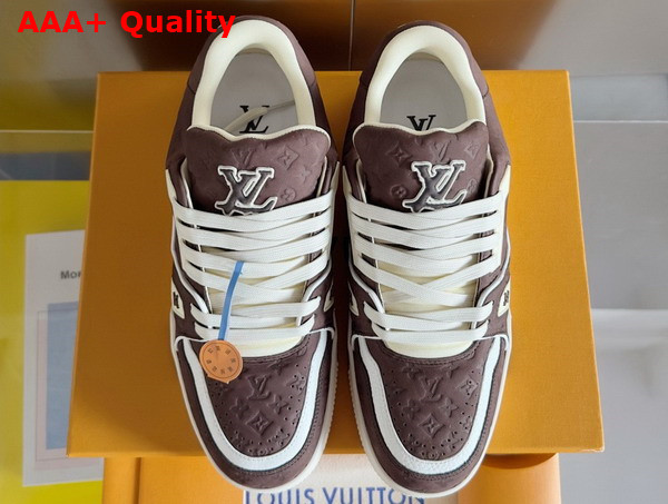 LV Trainer Sneaker Moka Brown Monogram Embossed Nubuck Calf Leather 1ACR5V Replica