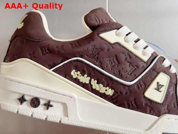 LV Trainer Sneaker Moka Brown Monogram Embossed Nubuck Calf Leather 1ACR5V Replica