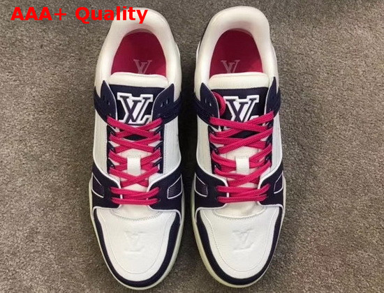 LV Trainer Sneaker Navy Blue Calf Leather and White Taurillon Monogram Leather Replica