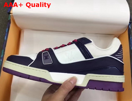 LV Trainer Sneaker Navy Blue Calf Leather and White Taurillon Monogram Leather Replica