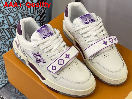 LV Trainer Sneaker Purple Calf Leather Velcro Strap 1A98WF Replica