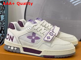 LV Trainer Sneaker Purple Calf Leather Velcro Strap 1A98WF Replica