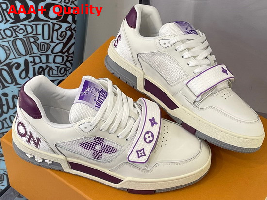 LV Trainer Sneaker Purple Calf Leather Velcro Strap 1A98WF Replica