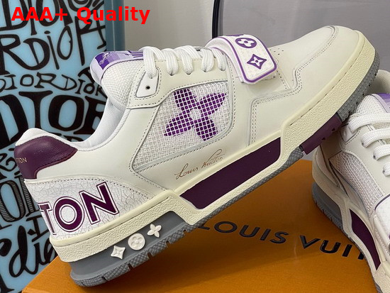 LV Trainer Sneaker Purple Calf Leather Velcro Strap 1A98WF Replica