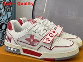 LV Trainer Sneaker Red Calf Leather Velcro Strap 1A98VV Replica