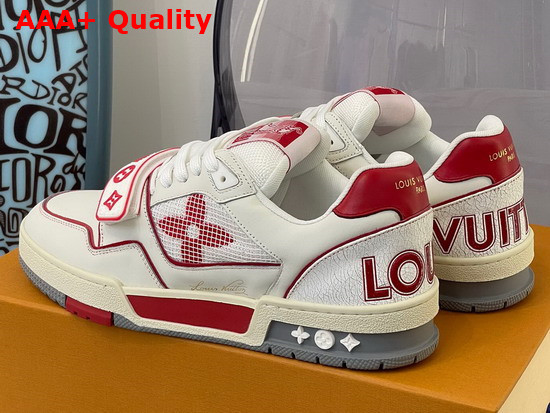 LV Trainer Sneaker Red Calf Leather Velcro Strap 1A98VV Replica