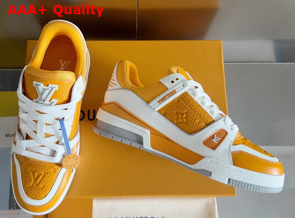 LV Trainer Sneaker Safran Yellow Grained Calf Leather 1ADHSM Replica