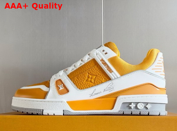 LV Trainer Sneaker Safran Yellow Grained Calf Leather 1ADHSM Replica