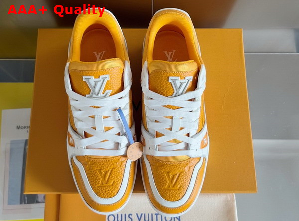 LV Trainer Sneaker Safran Yellow Grained Calf Leather 1ADHSM Replica