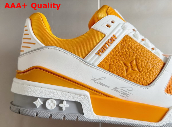 LV Trainer Sneaker Safran Yellow Grained Calf Leather 1ADHSM Replica