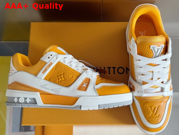 LV Trainer Sneaker Safran Yellow Grained Calf Leather 1ADHSM Replica