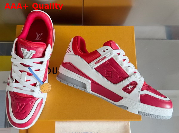 LV Trainer Sneaker Sari Red Grained Calf Leather 1ADHT6 Replica