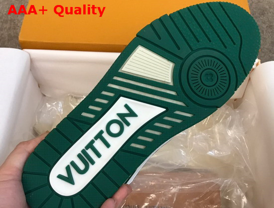 LV Trainer Sneaker White Calf Leather and Green Details 1A54HU Replica