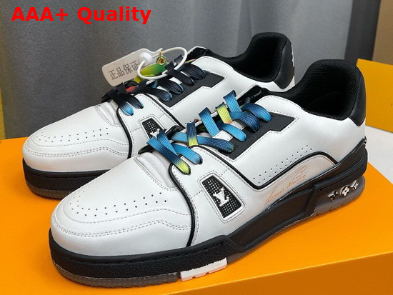 LV Trainer Sneaker in Bicolor Calf Leather Black and White 1A9ADM Replica