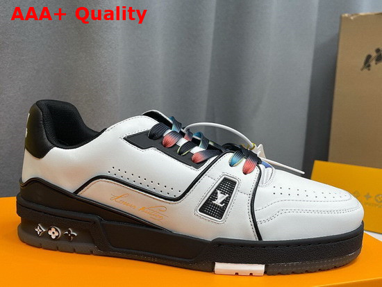 LV Trainer Sneaker in Bicolor Calf Leather Black and White 1A9ADM Replica