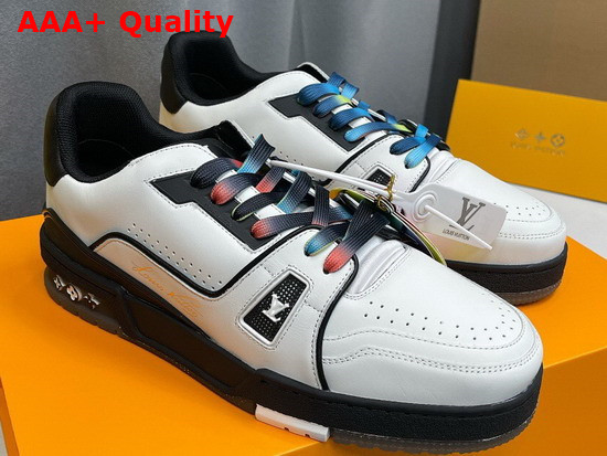 LV Trainer Sneaker in Bicolor Calf Leather Black and White 1A9ADM Replica