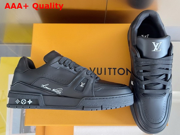 LV Trainer Sneaker in Black Calf Leather Replica