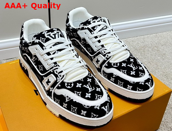 LV Trainer Sneaker in Black Monogram Textile 1ABFTA Replica