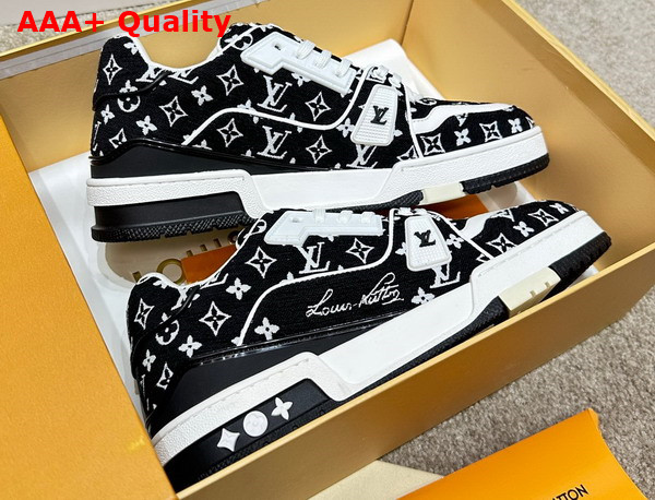 LV Trainer Sneaker in Black Monogram Textile 1ABFTA Replica