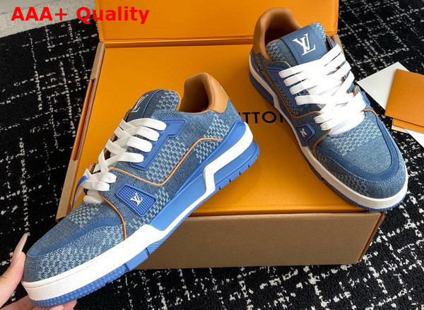 LV Trainer Sneaker in Blue Damier 3D Denim 1AD7S9 Replica