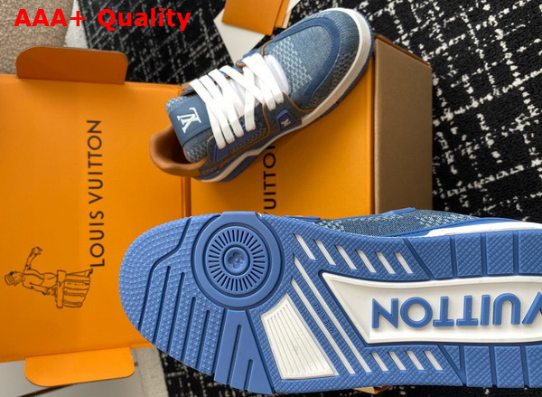 LV Trainer Sneaker in Blue Damier 3D Denim 1AD7S9 Replica