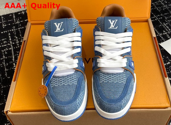 LV Trainer Sneaker in Blue Damier 3D Denim 1AD7S9 Replica