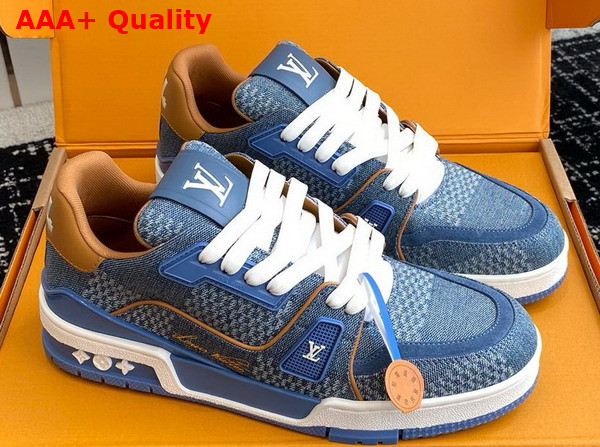 LV Trainer Sneaker in Blue Damier 3D Denim 1AD7S9 Replica